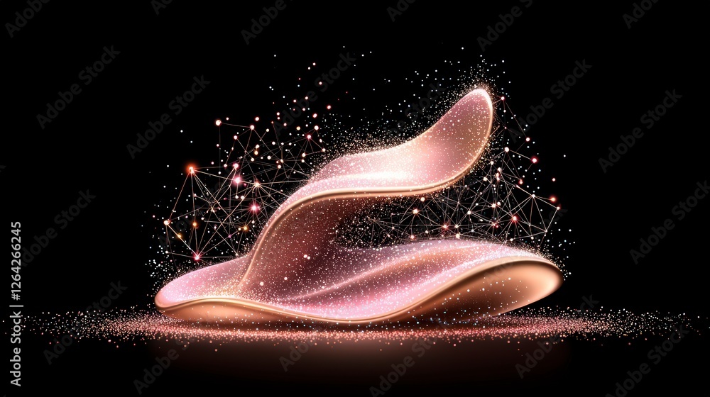 Aufkleber global network connection abstract rose gold data flow