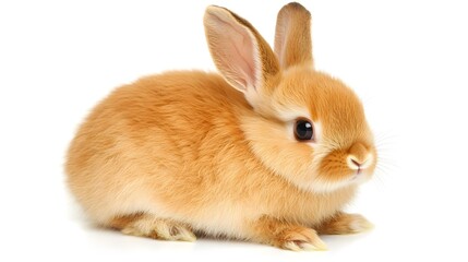 Naklejka premium Adorable rabbit in close-up, centered on white background, symbolizing purity and innocence