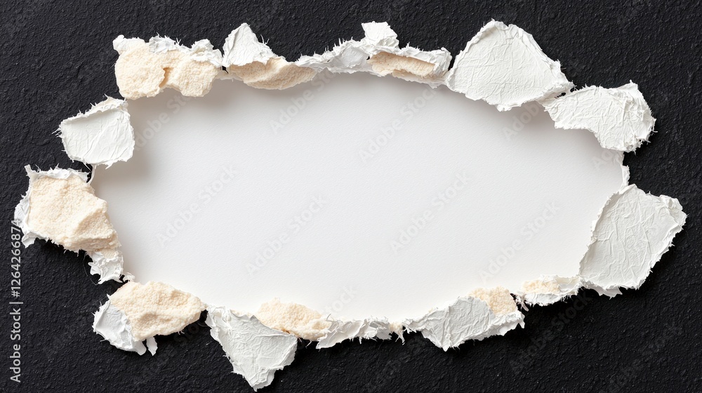 Poster torn paper frame black background white texture blank space design element craft abs