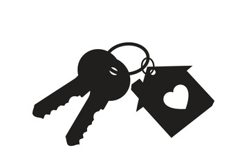 Silhouette of house key vector icon set illustration isolated on white background. House key real estate   concept, buy, sell, protection, security, turnkey repair, property, logo art work.