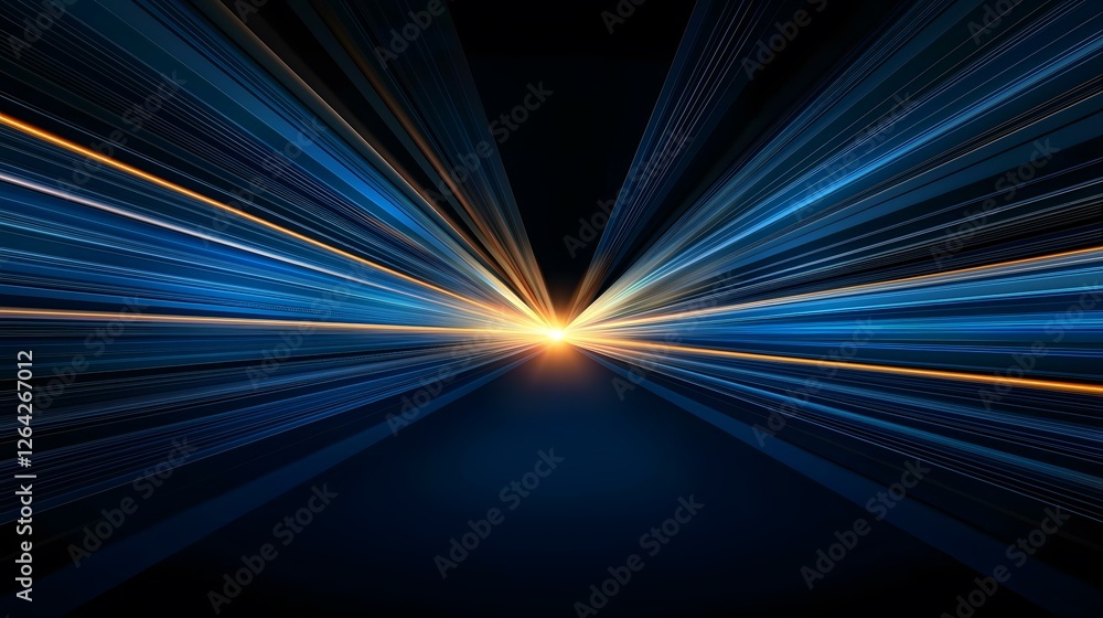 Poster the image shows an abstract representation of speed and movement, with numerous blue and orange stre