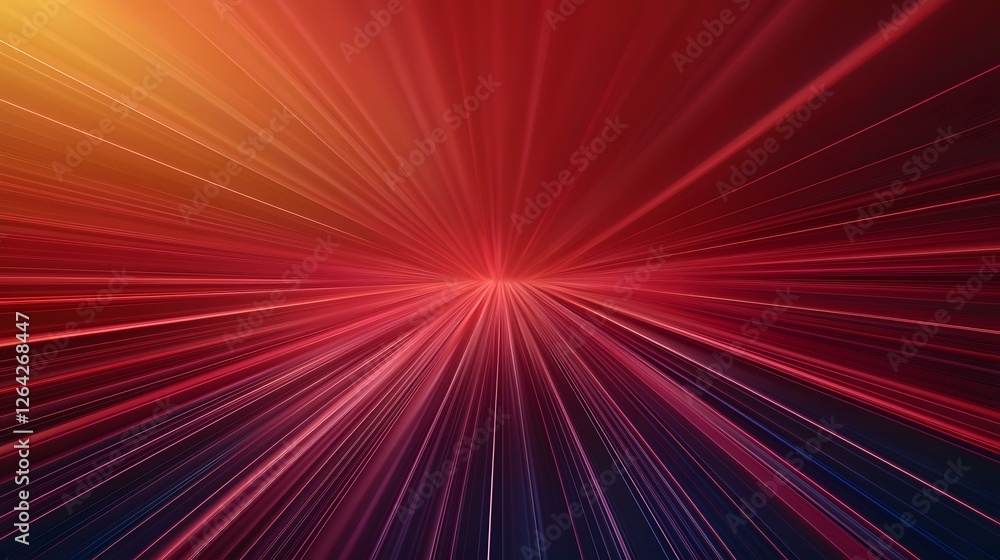 Poster the image contains an abstract representation of radiating lines of light, primarily in shades of re