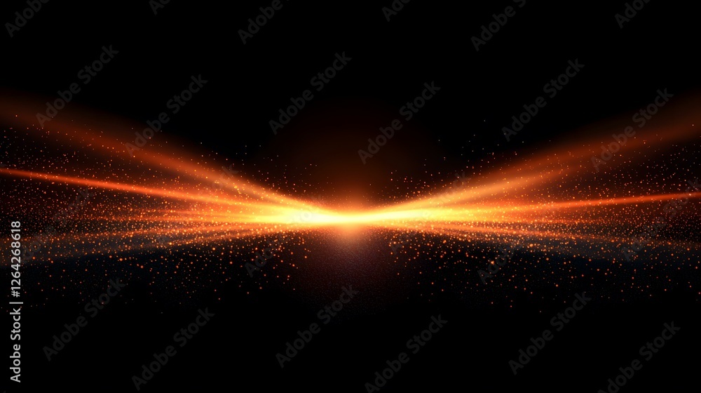 Poster the image contains a dark background with streaks of bright orange light emanating from a central po