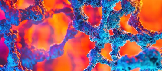 Abstract blue network against fiery background