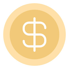 Gold Dollar Coin Icon Representing Currency and Wealth