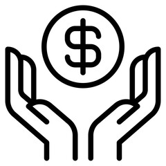 Minimalist Icon of Hands Holding a Dollar Sign
