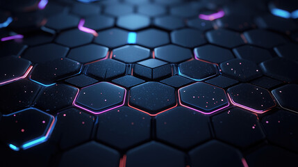 Fototapeta premium Abstract connection design with hexagonal pattern. Networking and data technology inspired theme background. 