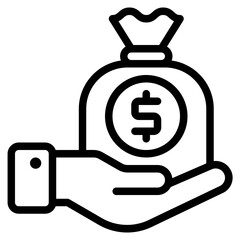 Stylish Icon of a Money Bag for Financial Themes