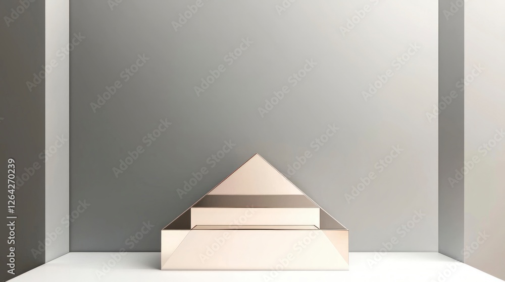 Poster minimalist geometric podium abstract triangle platform modern display stand gray backgr
