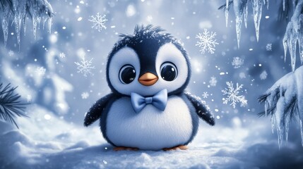 Cute Penguin in Snow