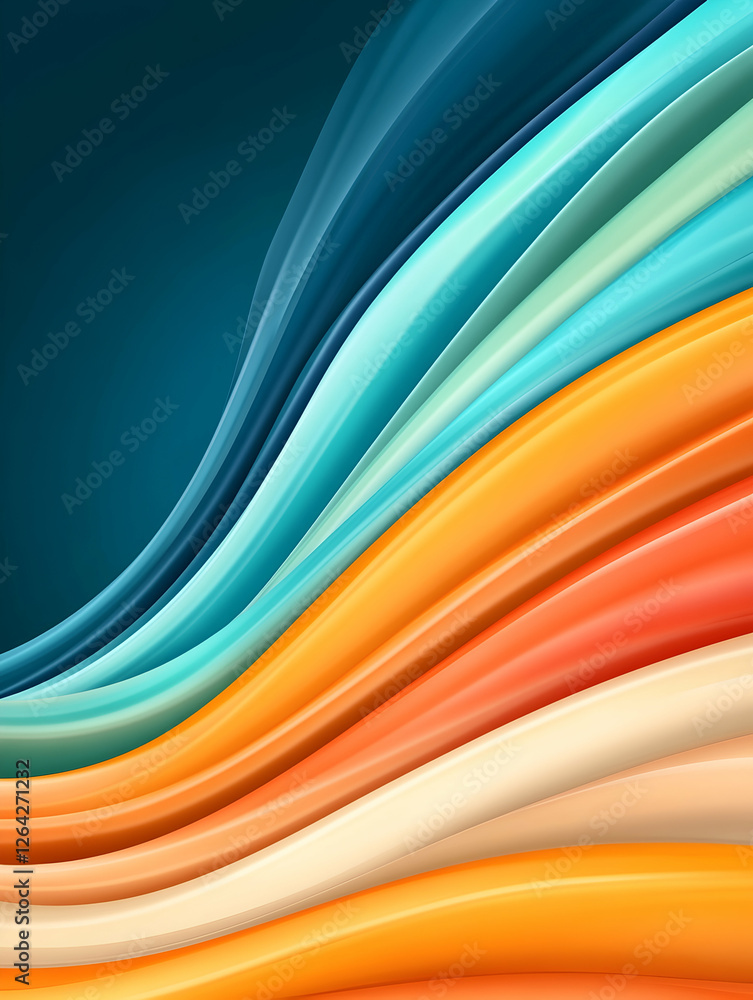 Poster flowing colored waves against dark background ideal for web or print design generative ai