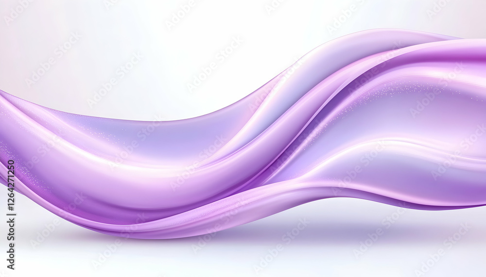 Poster flowing purple fabric wave on white background for abstract elegance design generative ai