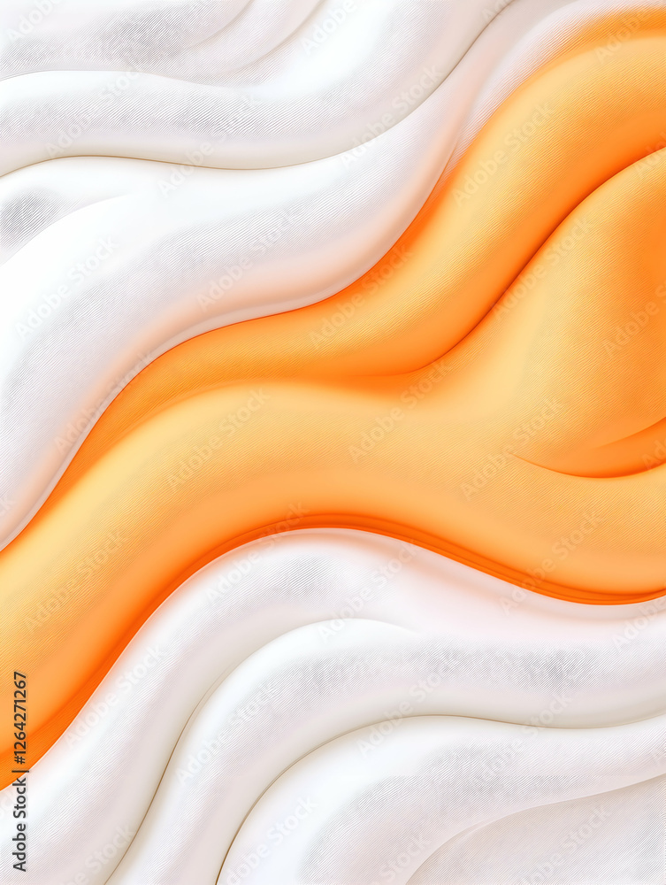 Poster fluid orange and white waves for web design or a decorative backdrop generative ai