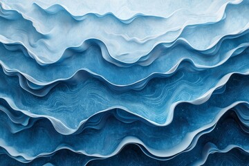 Abstract blue lines, fluid design, 3d render, Generative AI