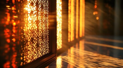 Golden Hour Lattice: Intricate Design Illuminated by Sunset