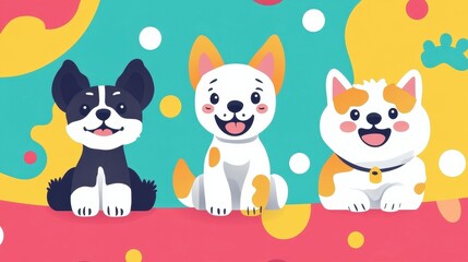 Cute Cartoon Dog Trio