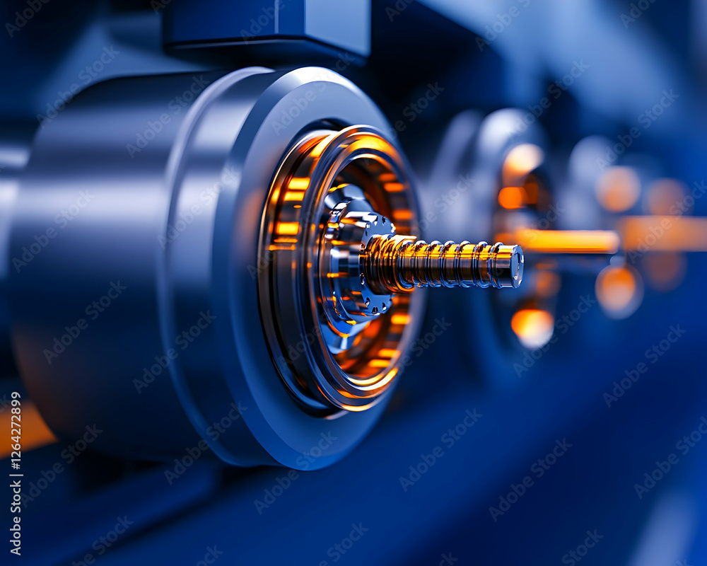 Aufkleber gear assembly for machinery, showing precision engineering in a factory setting generative ai