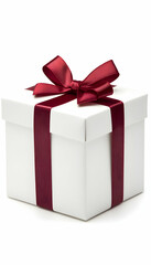 Obraz premium Gift White present with a red ribbon bow for holidays or occasions generative AI