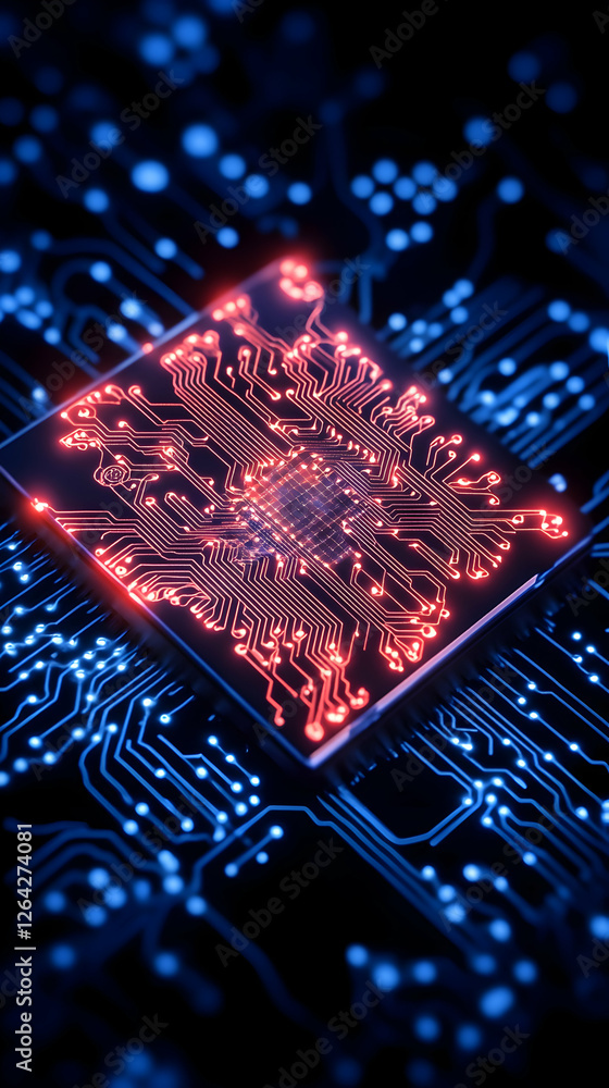 Aufkleber glowing circuit board illustration used for modern tech advancements and it background generative ai