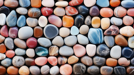 Background multicolored sea polished stones roll