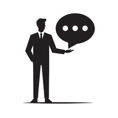 People holding speech bubble silhouette vector illustration