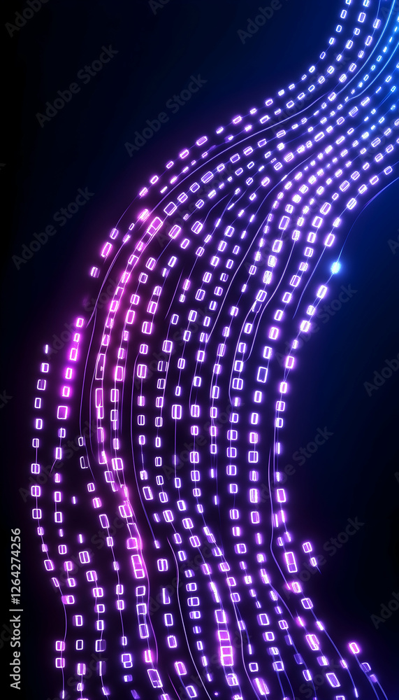 Aufkleber glowing data streams flow in a digital landscape, perfect for tech or abstract use generative ai