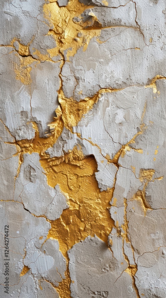 Poster gold line pattern with some paint on it abstract rough wall.