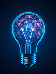 Glowing Light Bulb Concept Plexus Structure Inside, Creative Idea, Network Background generative AI