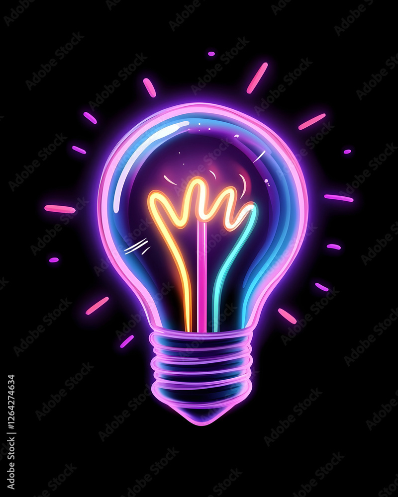 Aufkleber glowing lightbulb emits bright aura on dark backdrop for innovation visualization generative ai
