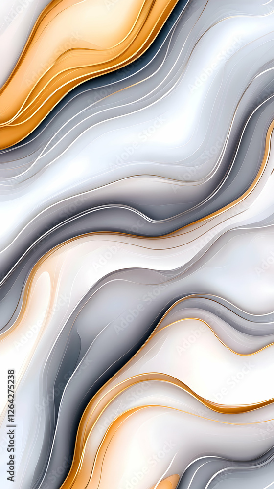 Poster gold and gray fluid art for web background or modern abstract design poster use generative ai