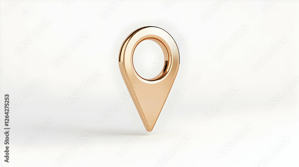 Aufkleber gold location pin on a white background, indicating destination. web design use generative ai