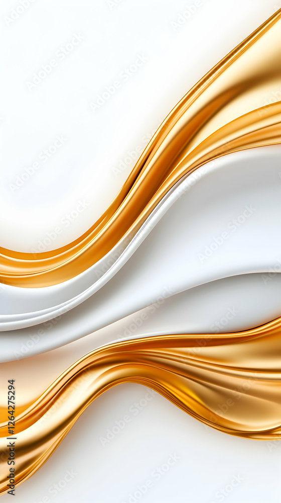 Poster gold and white flowing abstract wavy design for web use. luxury background generative ai