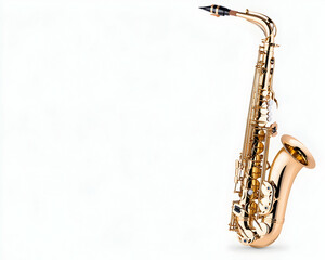 Gold saxophone on white background for musical education and entertainment generative AI