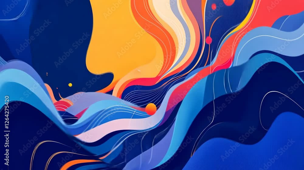 Aufkleber abstract waves flow seamlessly across colorful landscape with dynamic energy