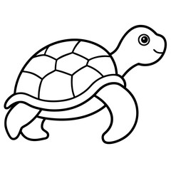 Cute Silhouette Turtle Line Art Black Vector Carton Illustration
