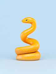 Naklejka premium Golden Snake coiled on a pastel background. Wildlife and nature imagery generative AI