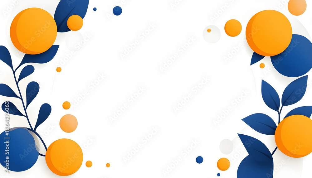 Poster graphic background with leaf and circle elements, for presentations or digital art generative ai