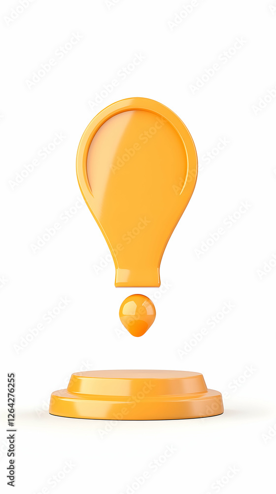 Poster 3d render yellow location pin floats above a stage. concept for events generative ai