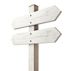 Fototapeta premium Double Arrow Wooden Signpost 3D Render, Whitewashed Wood, Direction, Blank, Signage, Signpost, Wooden Arrow