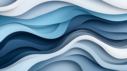 Obraz premium Abstract blue paper waves background for digital art, web design and presentations generative AI