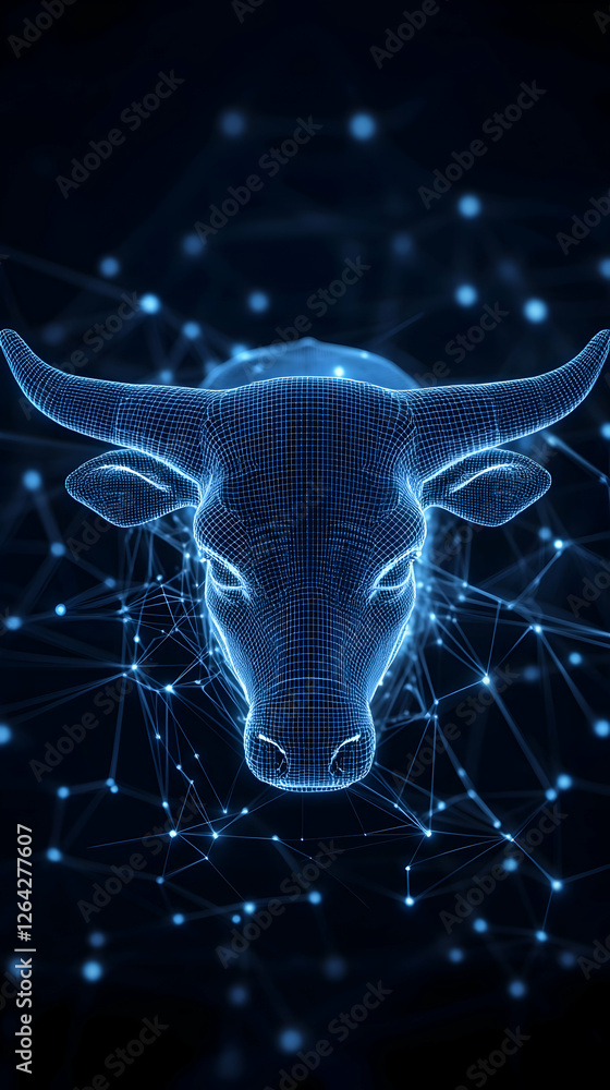 Aufkleber abstract bull image for finance or investing related project. neural network backdrop generative ai
