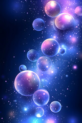 Abstract bubbles floating in deep space for background, wallpaper, art, design generative AI