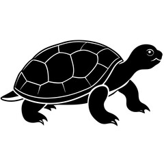Cute Silhouette Turtle Line Art Black Vector Carton Illustration