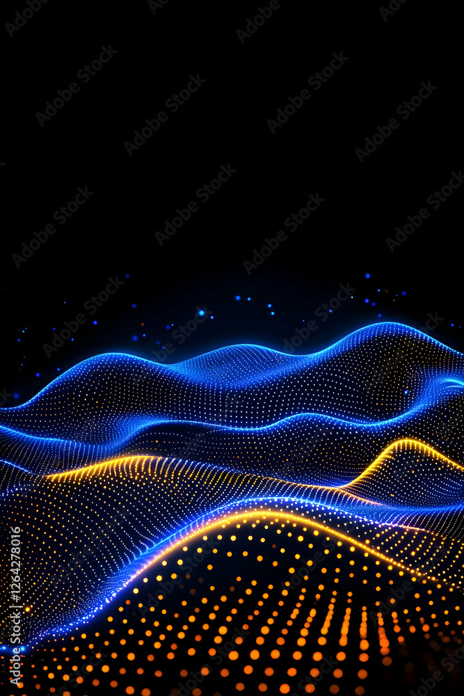 Aufkleber abstract digital data flowing on black background. for technology banner generative ai
