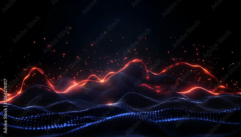 Aufkleber abstract digital landscape with glowing particles for futuristic tech backdrop generative ai