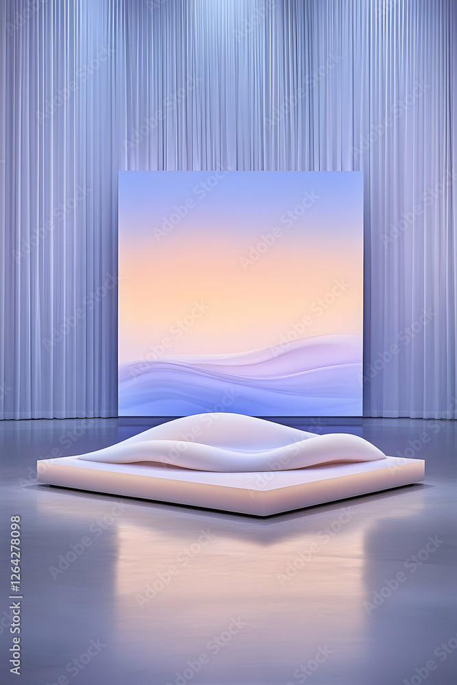Aufkleber abstract display podium with wave shape on the surface, mockup, and scene generative ai
