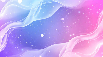 Abstract flowing waves in blue and pink with bokeh and stars for background generative AI