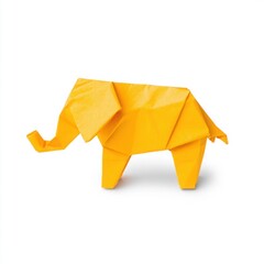 Bright Yellow Origami Elephant Sculpture Crafted from Paper for Creative Decor and Educational Purposes in Art and Craft Activities