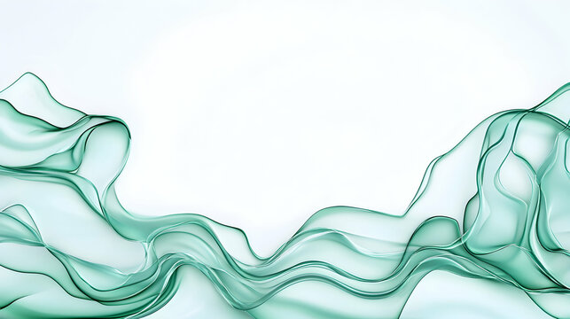 Abstract light green wave, art design with fluid folds, for wallpaper or background generative AI