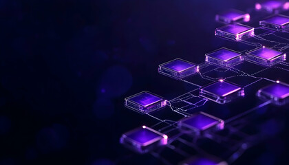 Abstract network of nodes for futuristic tech, web connections, data transfer usage generative AI